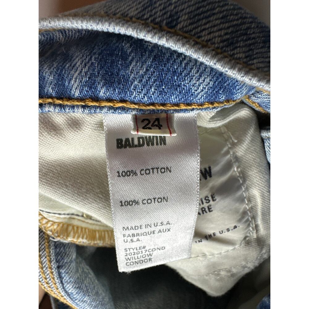 Baldwin‎ Jeans Willow Mid Rise Flare Two Tone Raw Hem Denim Size 24 Blue - Picture 9 of 11